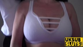 UKSubSluts com - English BBW slut's huge fat cock hammering and rough handling
