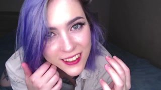 Girl talks to you sweetly while masturbating your cock POV