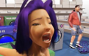3DGSPOT - Two Busty Lesbians Try Double Dildo In A Public Store! UNCENSORED SEX!