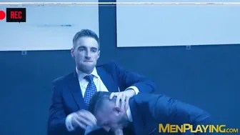 Emir Boscatto sucks and fucks Kayden Gray in suited office bareback
