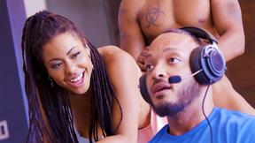 ”monster cock pizza delivery guy pounds big boobed ebony MILF in front of her Boyfriend”