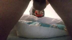 Laura hogtied and hooded with a lip open mouth gag has her throat fucked for 15 minutes