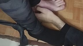 Tickling Angelica Feet un the floor 1