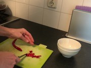 Submissive Painslut's Valentine's dinner- burns, cries, begs and squirts...