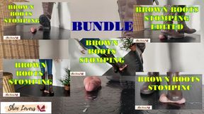 Brown boots: hard cock stomping, bootjob, shoejob, cock trampling, bundle version