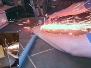 Raw dogging with my angle grinder