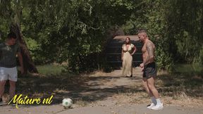 hot milf with huge tits takes on the soccer team