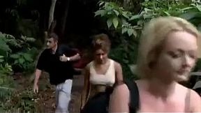 Sex in front of hot waterfall