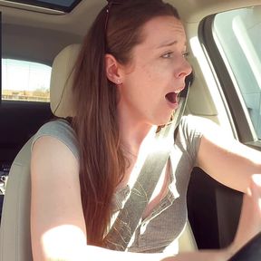 Trying not to cum too loud in the Starbucks Drive Thru!