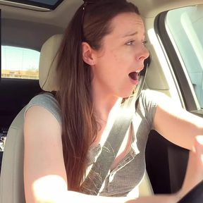 Trying not to cum too loud in the Starbucks Drive Thru!