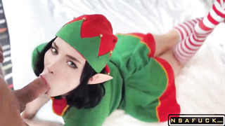 Gift from Christmas Elf Hot Blowjob and