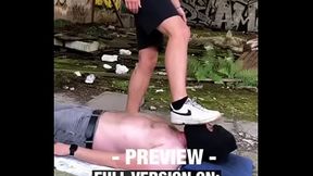 Trampling with Nike airforce Afos and licking