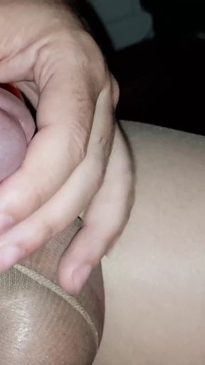 Dani_leg in Tan Pantyhose and White High Heels