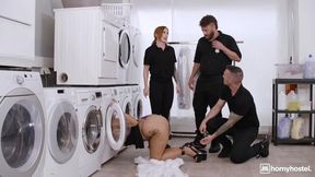 An awesome laundry room fuck with a hot brunette Jasmine Sherni