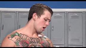 Hot and Heavy in the Locker Room: Muscle Man & Hunk Man Mutual Masturbation