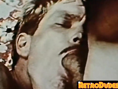 RetroDudes.com - Vintage guys flex after blowjobs then cum hard