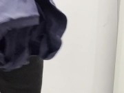 Young man with hard penis in his room while recording and touching his big dick