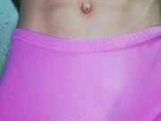 try on haul, Nuevos pantys femeninos color rosa, abdomen marcado pene grande y venozo