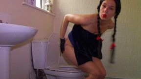 Blue VELVET Executrix On Toilet