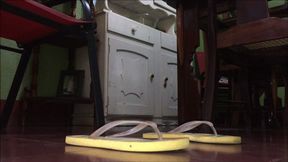 EXTREME SHOEPLAY IN YELLOW FLIP FLOPS BY LILIAN