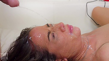 ANAL PISS WHORE Lara Lee SPEWING DEEPTHROAT - cums from ass fuck then facial pisswash ending
