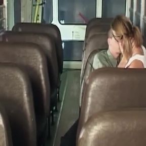 Mature Blonde MILF Sucks Cock and Rides Hard on Bus