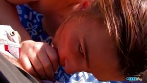Brunette Milf Enjoys Intense Pleasure in a Wild Beach Encounter