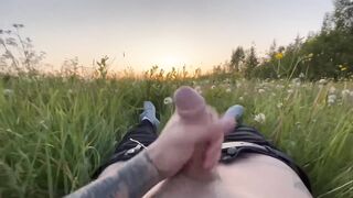 In the grass