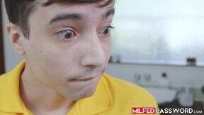 Cute delivery rider Ricky Spanish delivers oozing cum into my ebony cunt