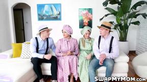 Amish stepmommies Pristine Edge & Penny Barber indulge into forbidden sex with st