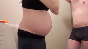 Pregnant wife begs hubby to wash her huge belly and ass