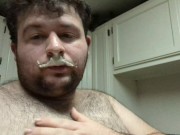 Fat hog chugging ice-cream