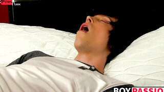 Passionate emo Tyler Bolt working on his ass with a dildo