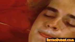 Classic jock masturbates while raw impaled