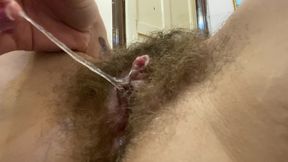 Big clit rubbing orgasm close up hairy pussy amateur hairy girl