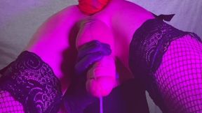 Rear end-fashion jizzing with a gigantic wall mounted knotted fake penis in my taut assfuck