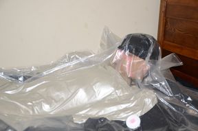 Nov 2 2023 - VacPacked in my PVC mask face shield latex trenchcoat latex tuxedo and PVC aprons