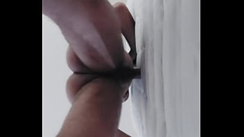 I fuck the hole in the mattress in the hotel standing up and ejaculate on it