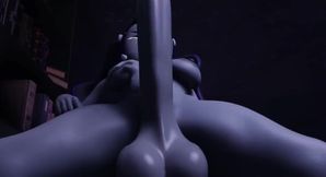 Futanari giant cock fucks big boobs ass raw creampie cum