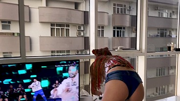 Friends watching us fucking near on the bed