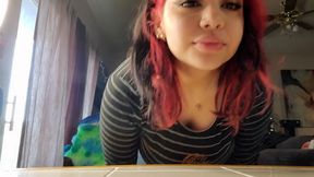 Abby smells her own feet again