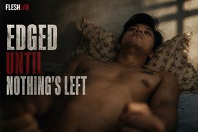 EDGED UNTIL NOTHING IS LEFT: Tatted Filipino Twink Edges His Fat Cock on Hotel Bed Until He Explodes