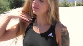 Fitness girl fucked on the basketball court