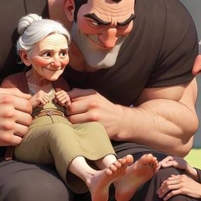 Cuckold Husband Licks Wife's Feet While She Sits on Her Lover's Lap - Hotwife Foot Worship
