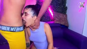 18yo nerdy girl studies with her throat the big cock of her best friend