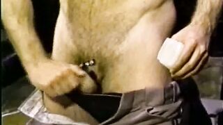 Watch this horny cop with hairy muff fondle his schlong in glasses