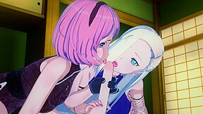 Beautiful 3d Hotties Sakura And Ino Share One Cock