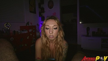 Big Tit Cutie Daisie Belle Gives Night Time Blowjob