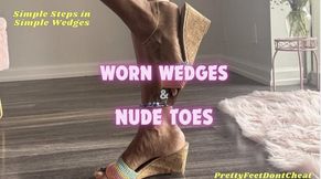 Nude toes in well worn wedges