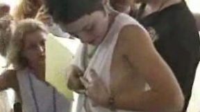 Footage from wet t shirt contest on a spring break party